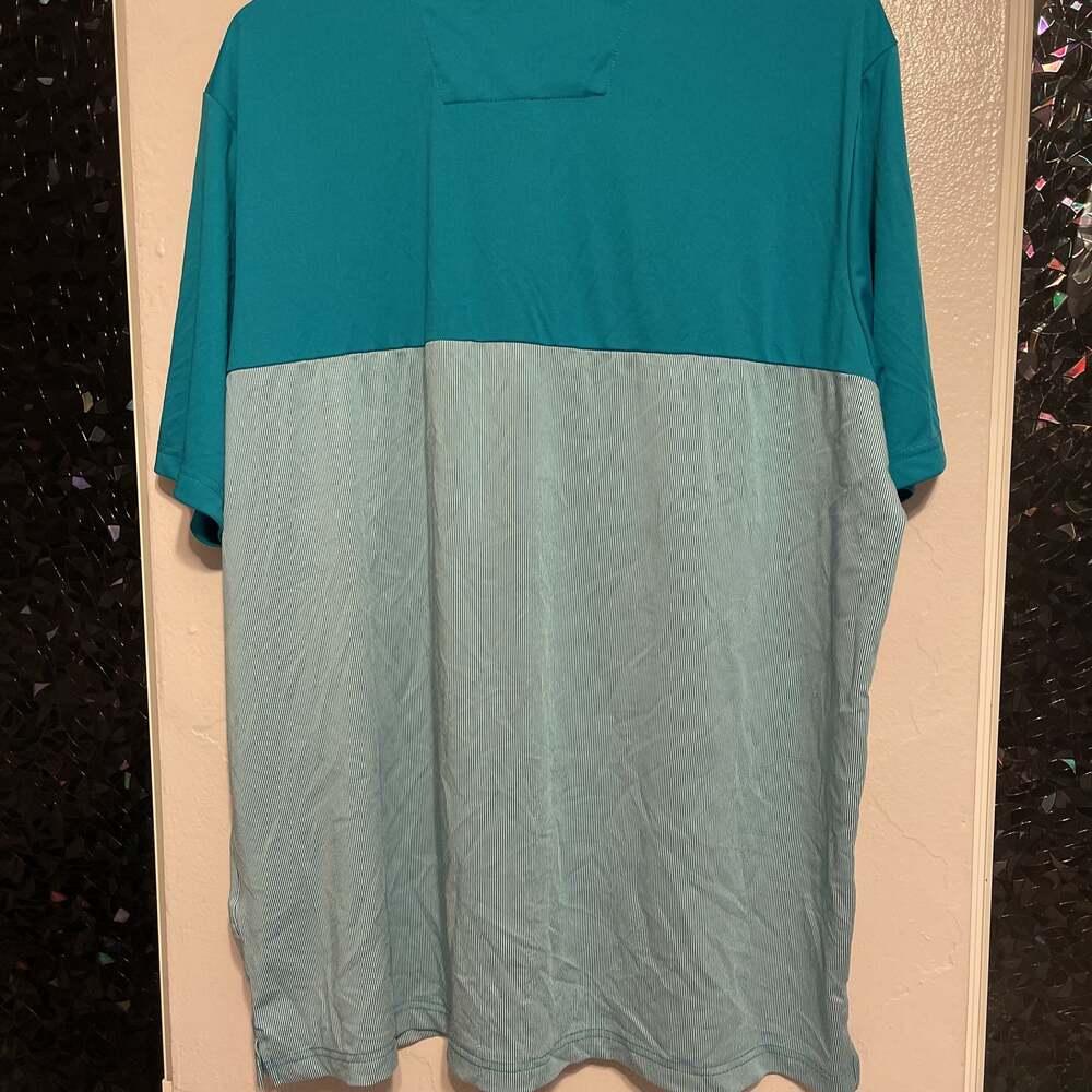 Antigua Miami Dolphins Polo Shirt Men's Large Aqua Teal Striped NFL Football - Picture 10 of 10